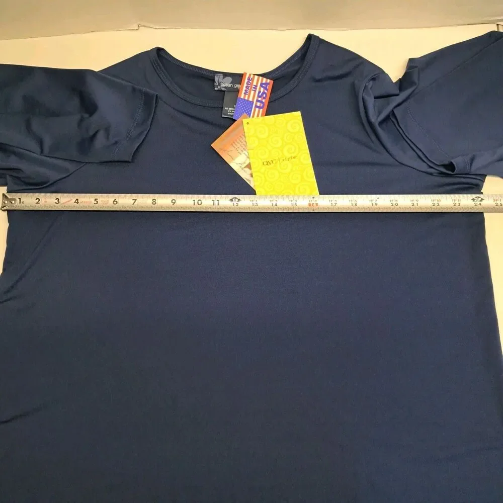 Susan Graver Style Liquid Knit Women's 1X Navy Blue Top - Picture 5 of 6